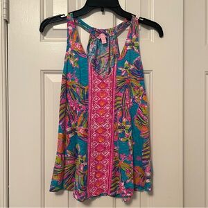 Lilly Pulitzer Minka Trapeze Tank Top Sea Blue Summer Haze Size Small